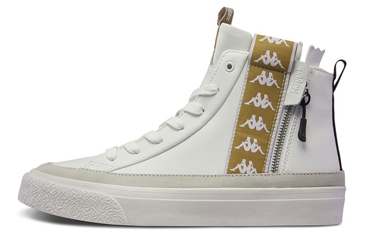 Kappa BANDA Coverage Slip Resistant High top Skateboard Shoes Unisex White Gold