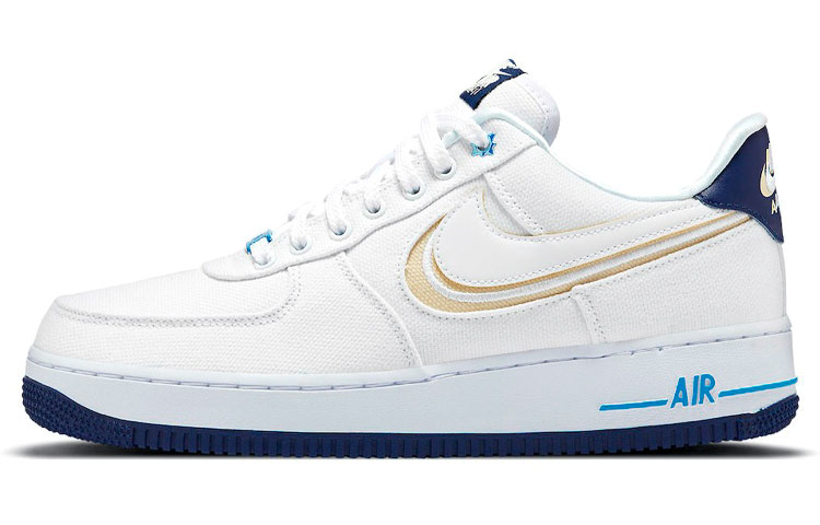 Кроссовки Nike Air Force 1 "White Canvas" (белый / синий) — фото 1