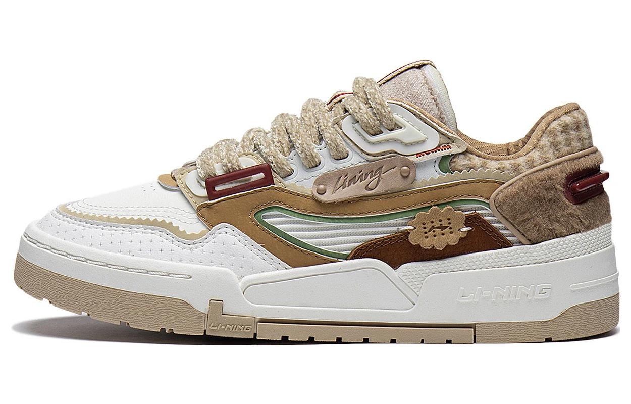 LiNing Li Ning 001 BTC PRM synthetic leather wear-resistant and breathable low-top sneakers women's white brown