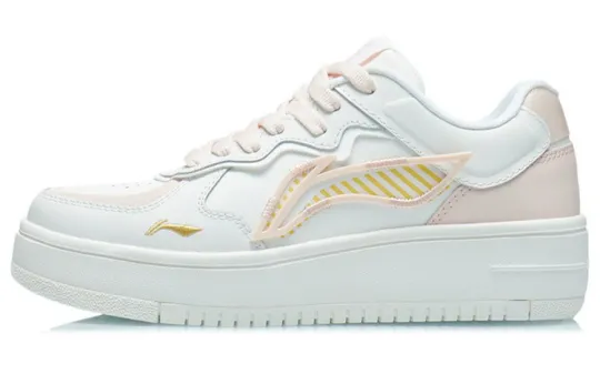 Li Ning Rising Phoenix Synthetic Leather Abrasion Resistant Low top Skateboard Shoes Women's Cloud Pink