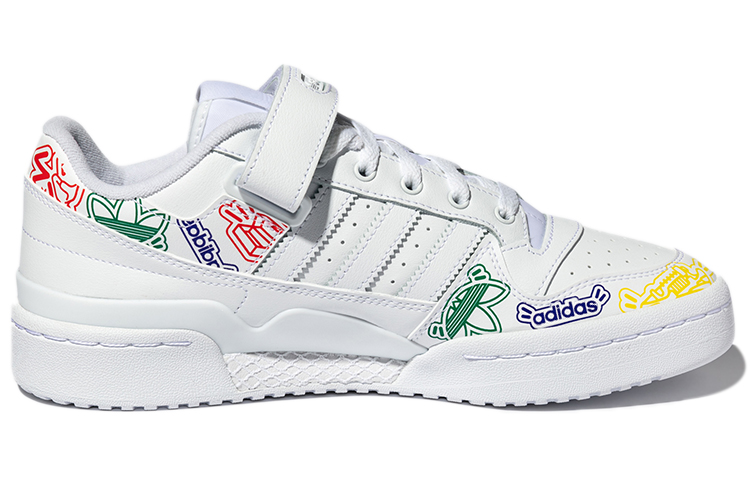 Унисекс кеды adidas originals FORUM low (бело-цветные) — Белый / синий / жёлтый / красный / зелёный — фото 2