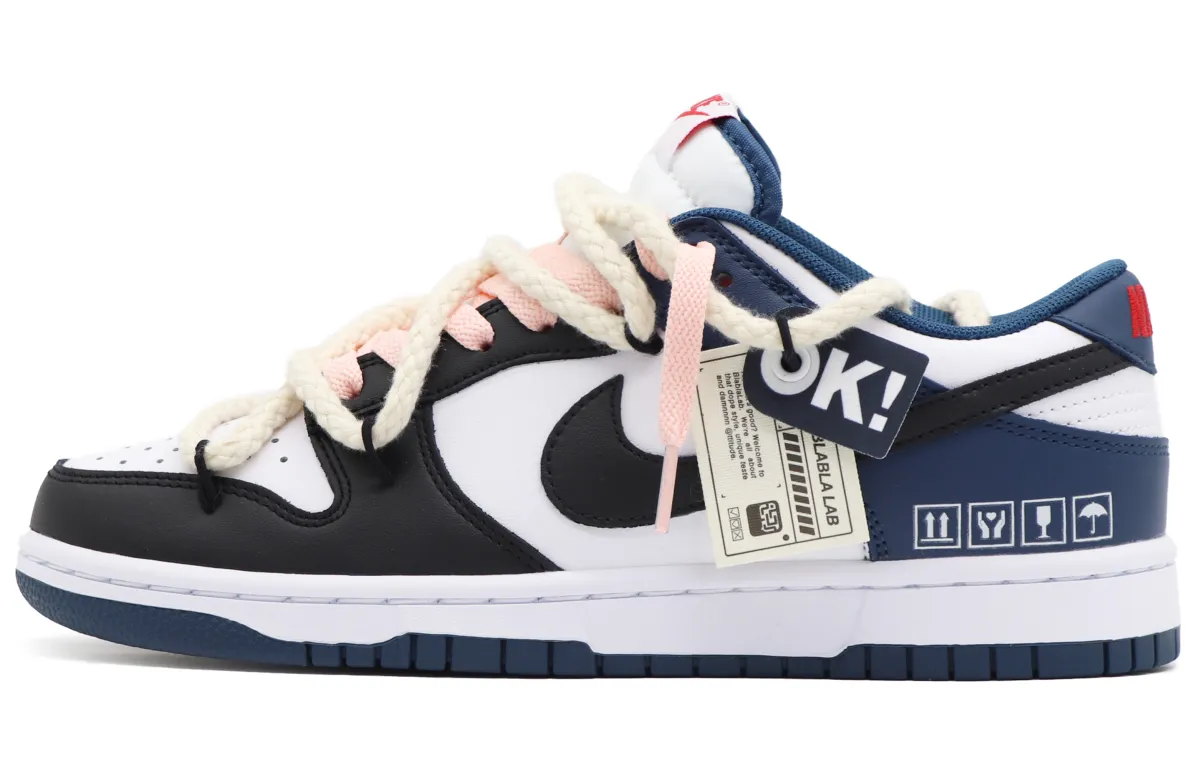 Nike Dunk Low top Skateboard Shoes Men's Black White Blue