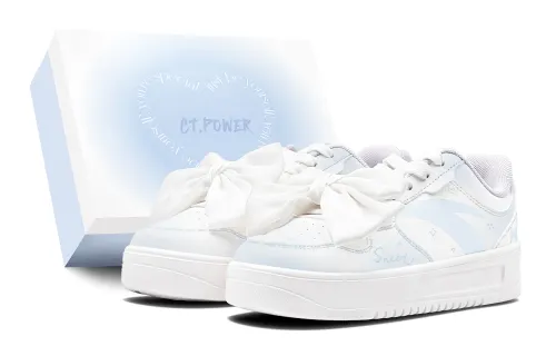 Anta Slip Resistant Abrasion Resistant Low top Skateboard Shoes Women's White Blue