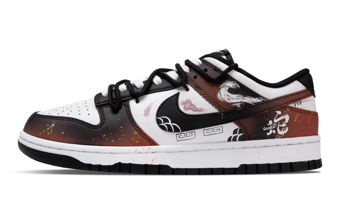Nike Dunk Serpent Lucky Abrasion Resistant Lightweight Low top Skateboard Shoes Unisex Black Red