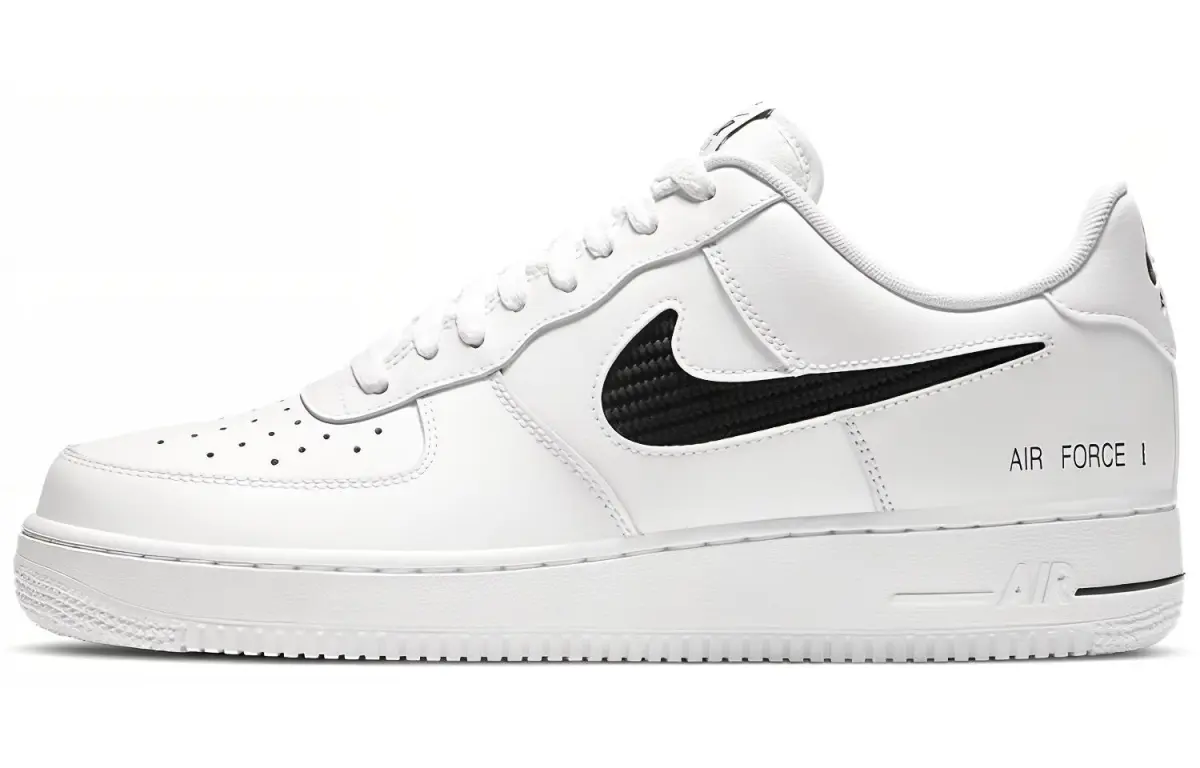 Nike Air Force 1 Low Cut Out Swoosh White Black