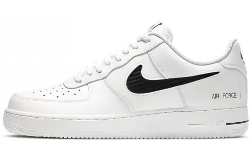 Nike Air Force 1 Low Cut Out Swoosh White Black