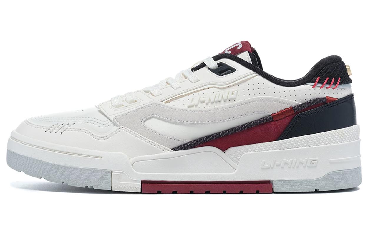 LiNing Li Ning 001 BTC Btc Prm synthetic leather cow split leather, comfortable and versatile, wear-resistant and breathable, low-top sneakers, men's white and red