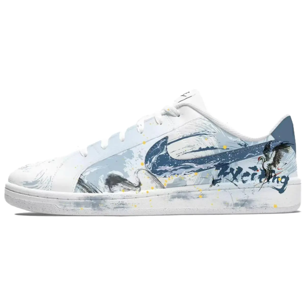 Nike Court Royale Leather Abrasion Resistant Lightweight Low top Skateboard Shoes Men's Blue White