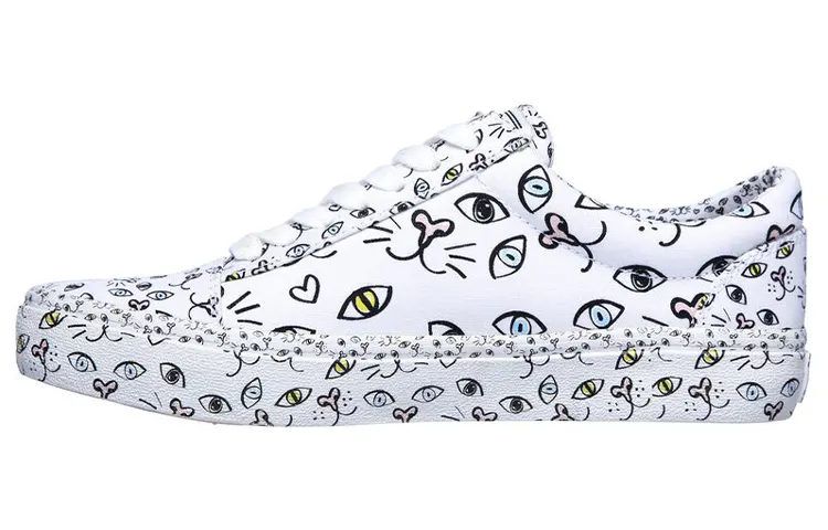 Skechers Bob's Marley Jr Canvas Low top Skateboard Shoes Women's White Black