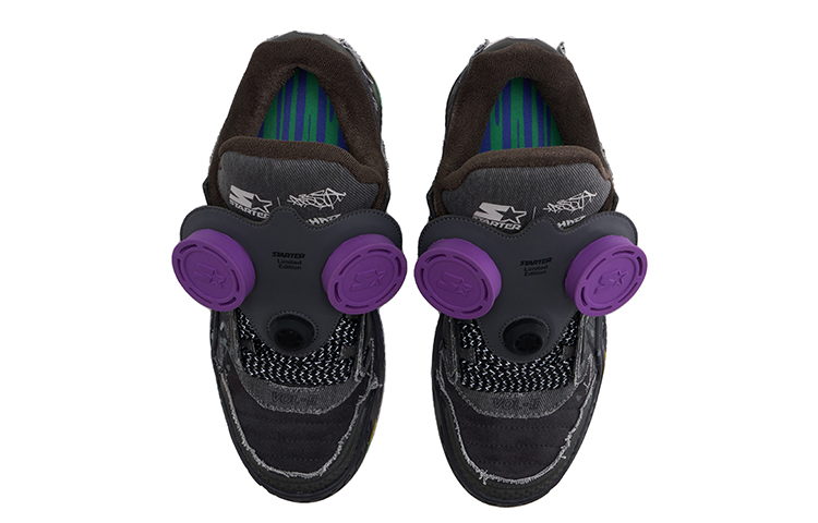 X PSSSST x STARTER Slip Resistant Slip Resistant Low top Skateboard Shoes Unisex Light Black