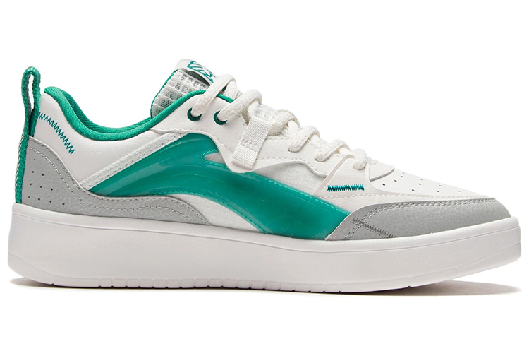 Li Ning Leather Abrasion Resistant, Lightweight, And Breathable Low top Skateboard Shoes Men's White Green