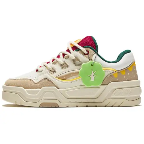 Anta Slightly Sweet 2 Hamburger Slip Resistant Lightweight Height Increasing Low top Skateboard Shoes Women's