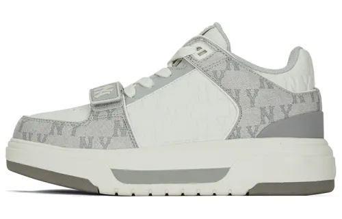 MLB New York Yankees Synthetic Leather Slip Resistant High top Skateboard Shoes Unisex Light Gray