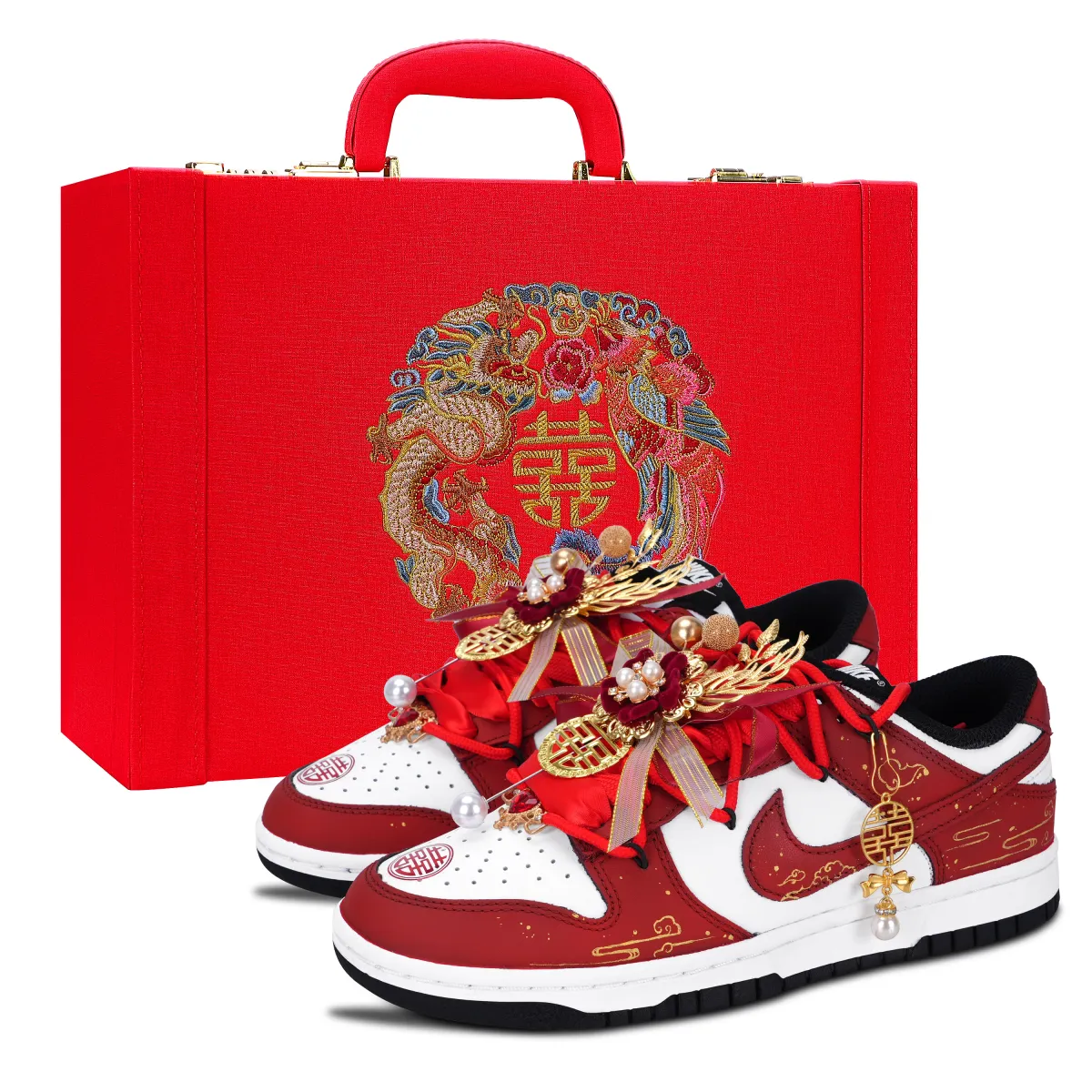 Nike Dunk Black White, Long Xiangshi Abrasion Resistant Abrasion Resistant Low top Skateboard Shoes Unisex Red