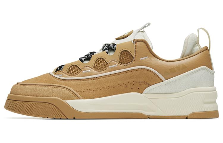 Anta Jie Ao Puffy Shoes Slip Resistant Cushioning Breathable Low top Skateboard Shoes Women's Tawny