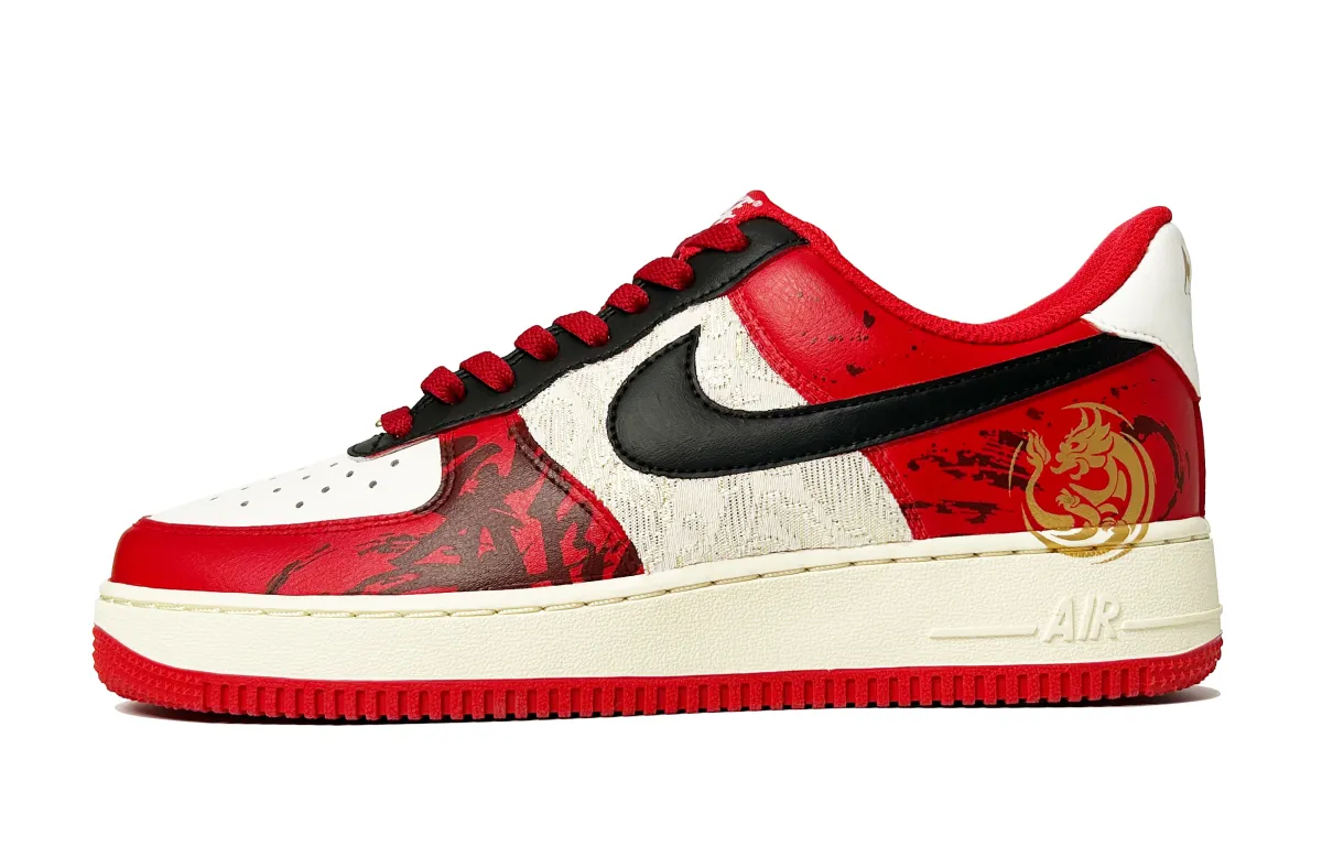 Nike Air Force 1 Thermal Cushioning Low top Skateboard Shoes Unisex Red Gold