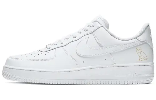 OVO x Nike Air Force 1 'White/Gold' Fashion Slip Resistant Cushioning Abrasion Resistant Low top Skateboard Shoes Men's