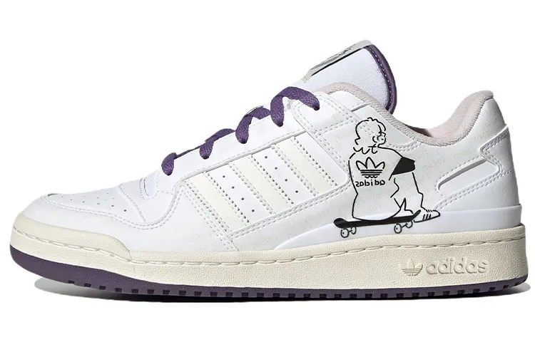 Adidas Originals FORUM Low Cl Leather Comfortable Low top Skateboard Shoes Unisex White Purple