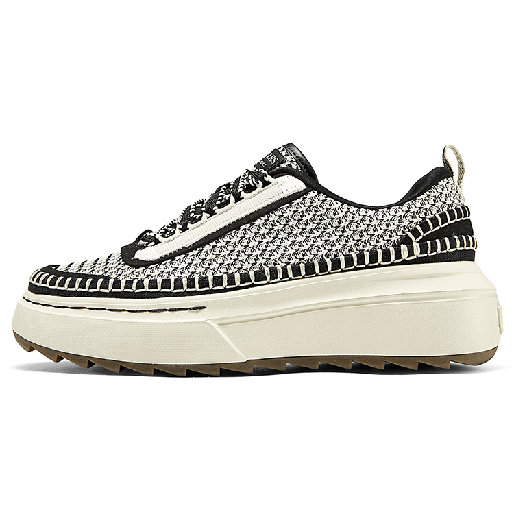 Skechers Court Classics Breathable Low top Casual Skate Shoes Women's Black Beige