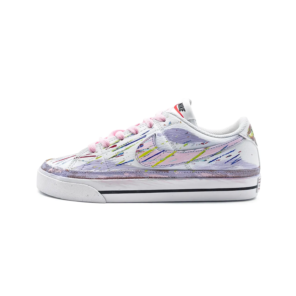 Nike Court Legacy Rainbow Pink Heart Low top Skateboard Shoes Unisex Pink Purple