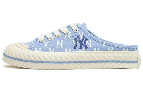 MLB Playball Mule MONOGRAM Canvas Abrasion Resistant, Lightweight, And Breathable Low top Skateboard Shoes Unisex Blue