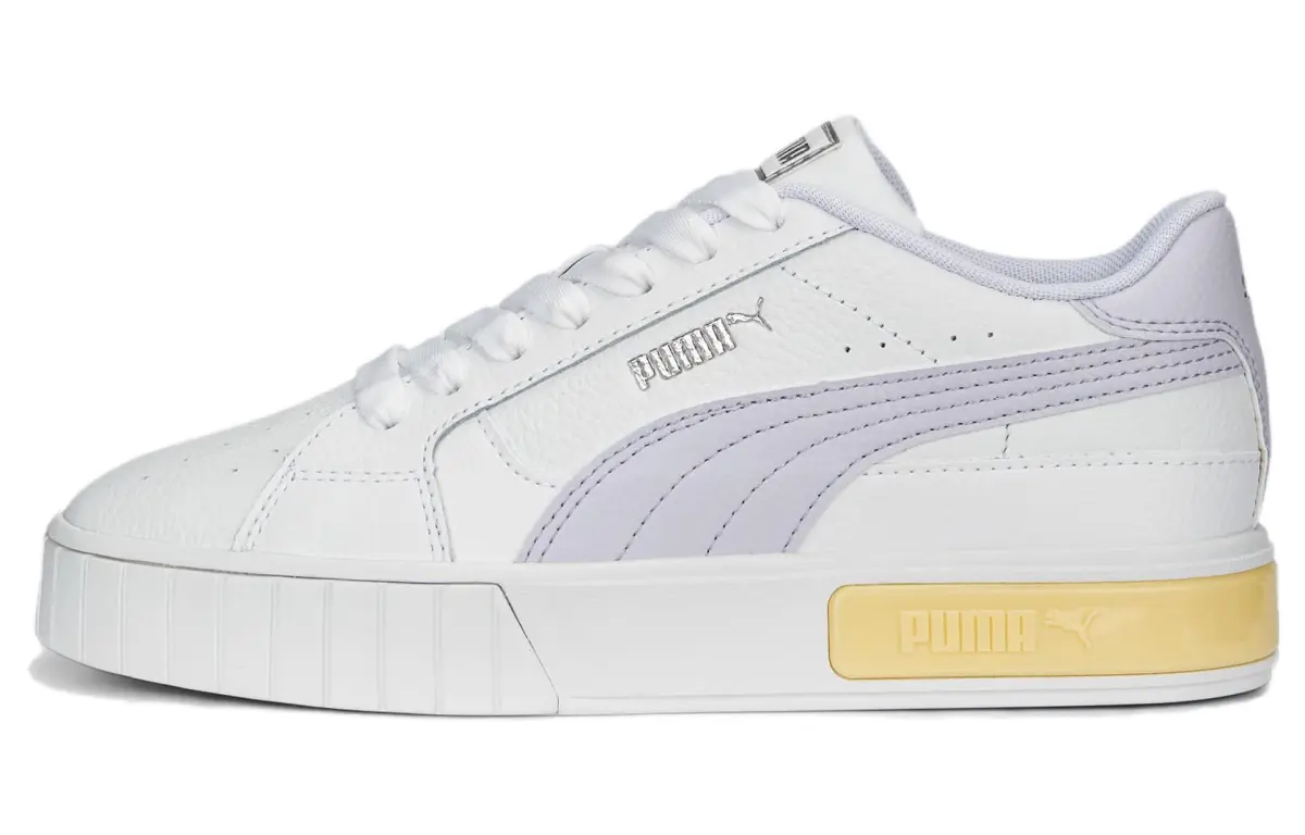PUMA Cali Star Leather Low top Abrasion Resistant Skateboard Shoes Women's White Purple Yellow