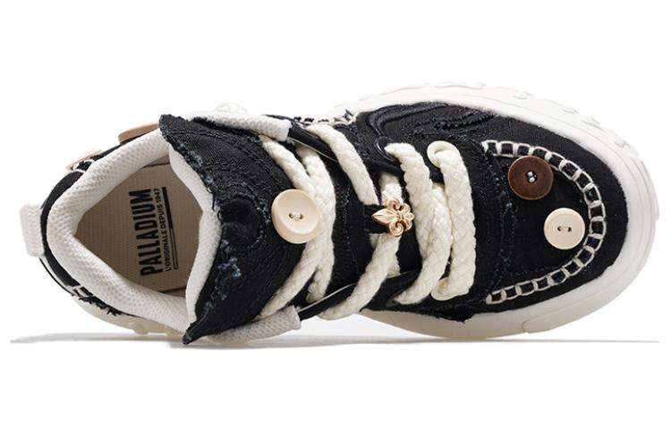 Palladium Button Shoes Abrasion Resistant Breathable Low top Skateboard Shoes Unisex Black