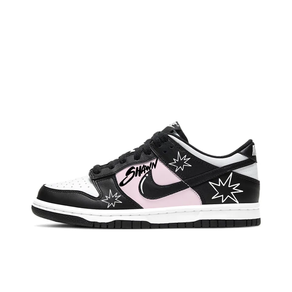 Nike Dunk SB Love's Sparkle Leather Comfortable Abrasion Resistant Low top Skateboard Shoes Unisex Black Pink