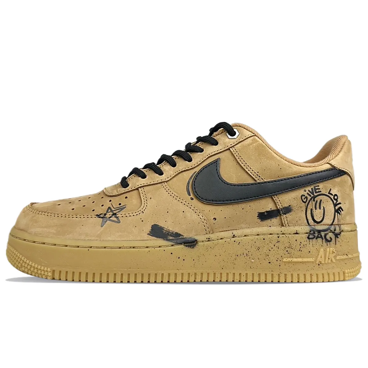 Nike Air Force 1 Slip Resistant, Abrasion Resistant, Lightweight Low top Skateboard Shoes Unisex Wheat