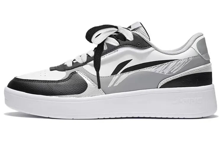 Li Ning Slip Resistant, Lightweight, And Breathable Low top Skateboard Shoes Men's Black White Gray