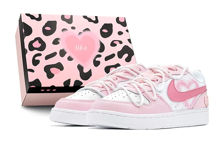 Nike Court Borough Low top Skateboard Shoes GS Pink White