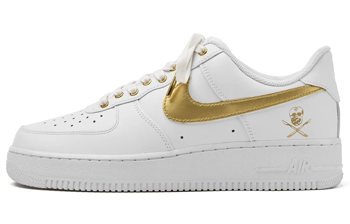 Nike Air Force 1 Air Force 1 Abrasion Resistant Balance Low top Skateboard Shoes Unisex White Gold