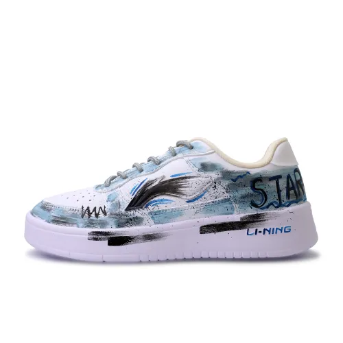 Li Ning Floating Boat Abrasion Resistant Breathable Low top Skateboard Shoes Unisex Blue Gray