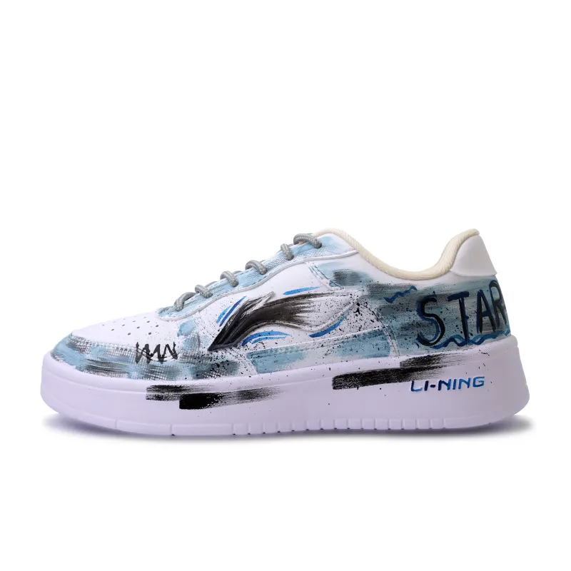 Li Ning Floating Boat Abrasion Resistant Breathable Low top Skateboard Shoes Unisex Blue Gray
