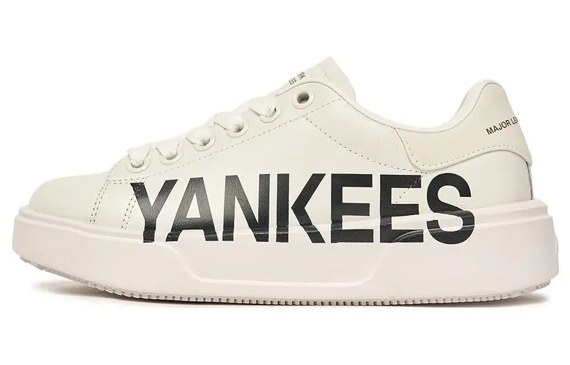 MLB Chunky Classic P NY Synthetic Leather Slip Resistant Abrasion Resistant Low top Skateboard Shoes Unisex White Black
