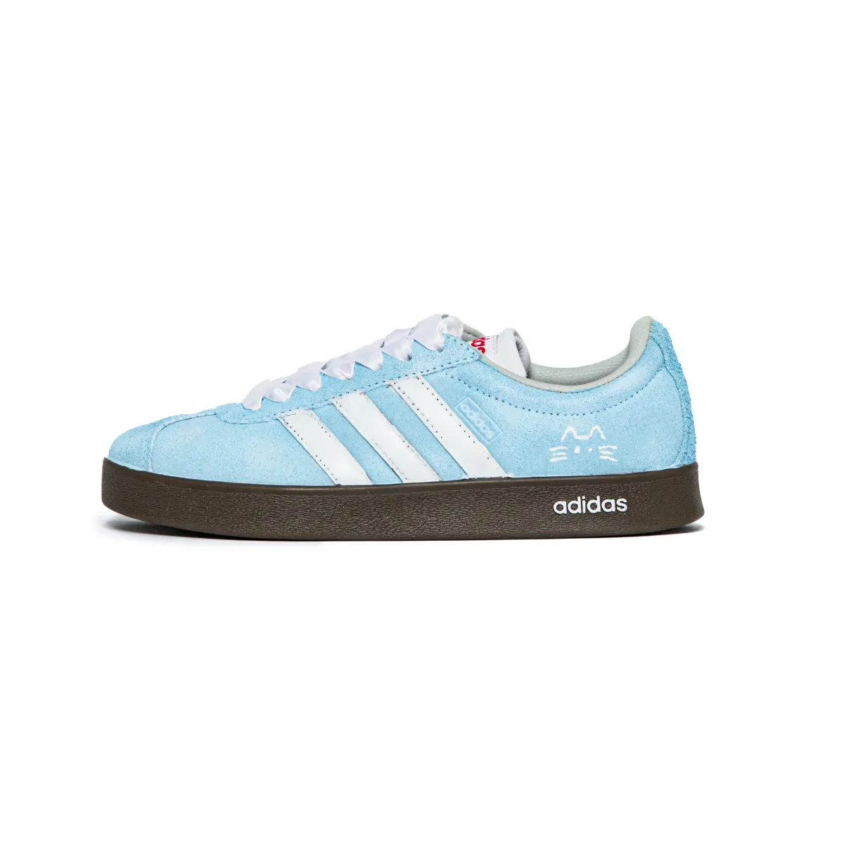 Adidas VL COURT 2.0 Maris Sal Meow Print Cushioning Low top Skateboard Shoes Unisex Light Blue