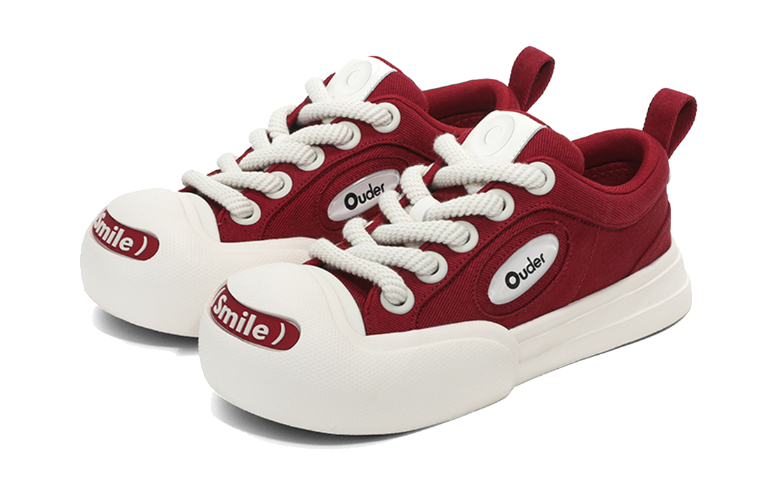 Ouder Smiler Classic Trendy Vintage Low top Canvas Skateboard Shoes Unisex Burgundy