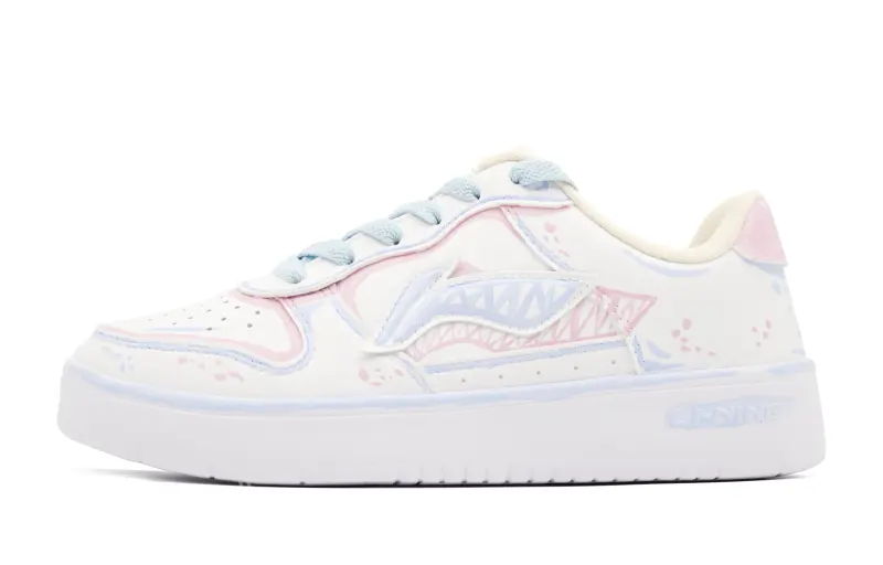 Li Ning Floating Boat Abrasion Resistant Breathable Height Increasing Low top Skateboard Shoes Women's White