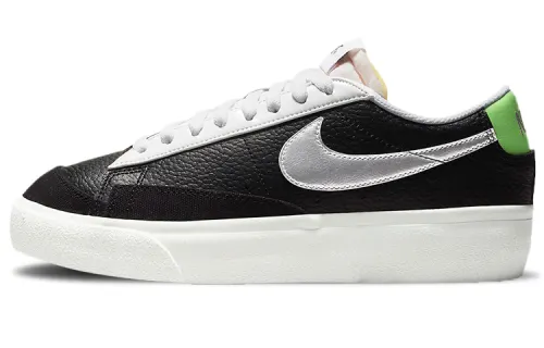 Nike Blazer Low Platform Black Metallic Silver Women's