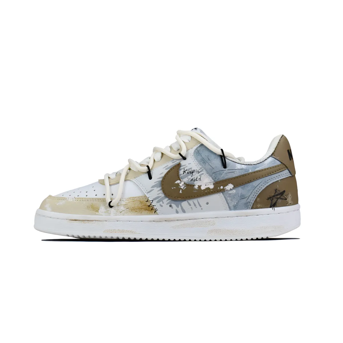 Nike Court Vision 1 Abrasion Resistant Low top Skateboard Shoes Men's Blue Brown