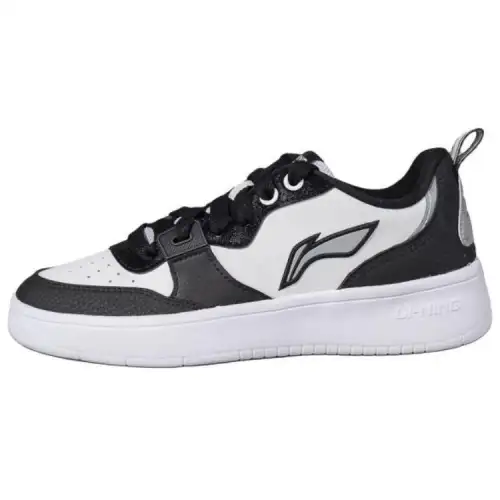 Li Ning Synthetic Leather Comfortable And Trendy Non slip Lightweight Low top Skateboard Shoes Women's White Black