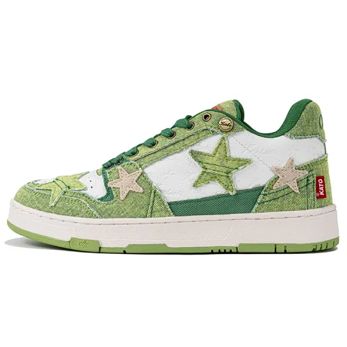 KAALIXTO Green Jeans 'Avocado' Stars Shoes Abrasion Resistant Mid top Skateboard Shoes Unisex Avocado Green