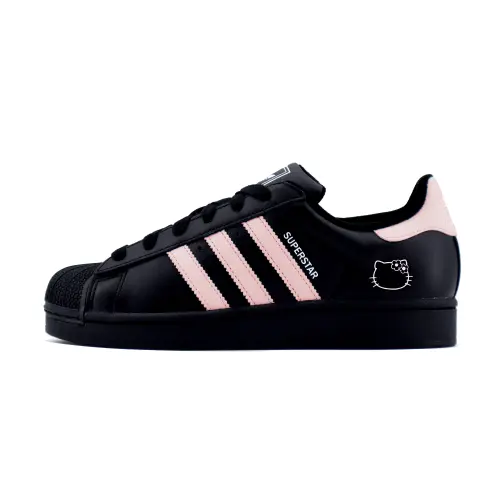 Adidas Originals Superstar 2 Macaron Slip Resistant Abrasion Resistant Low top Skateboard Shoes Unisex Black Pink