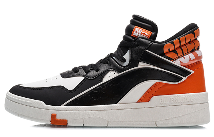 Li Ning Wave Superwave Mid top Skateboard Shoes Men's Black Orange