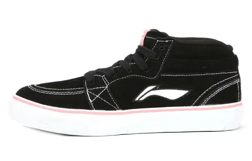 Li Ning Skateboard Shoes Women's Mid Top Black/White