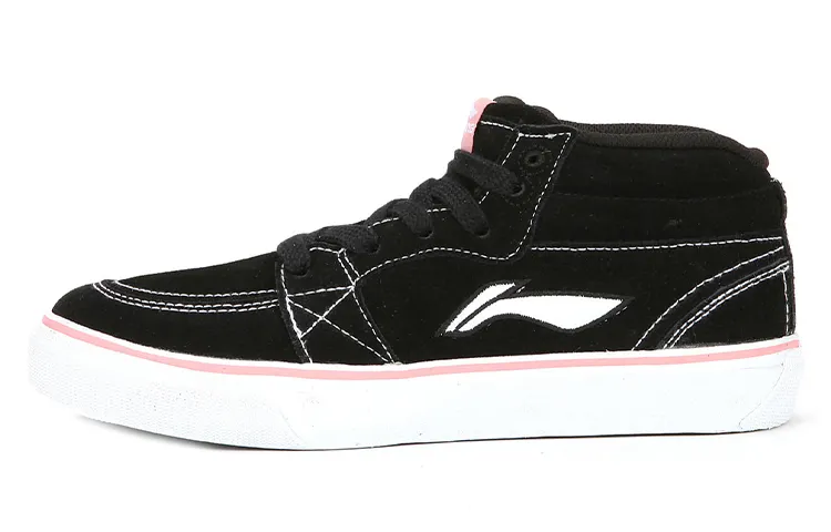 Li Ning Skateboard Shoes Women's Mid Top Black/White