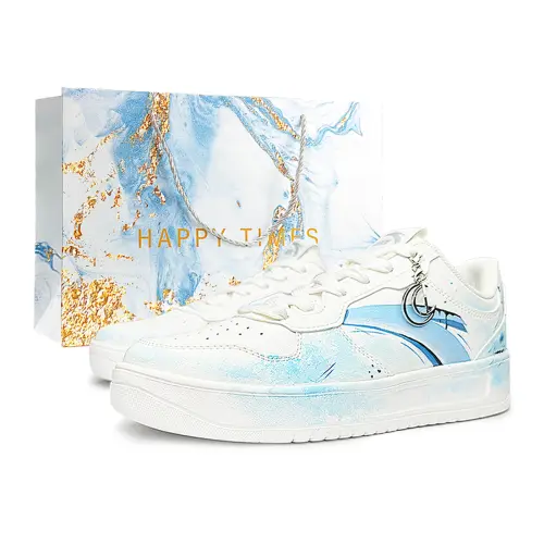 Anta Easy Slip Resistant, Abrasion Resistant, Lightweight Low top Skateboard Shoes Unisex White Blue