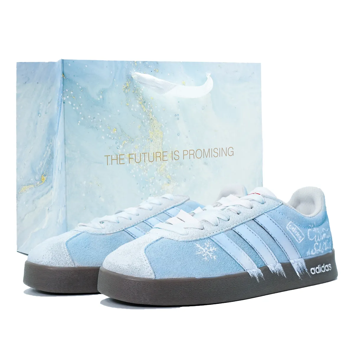 Adidas VL COURT 2.0 Abrasion Resistant Lightweight Low top Skateboard Shoes Unisex Light Blue
