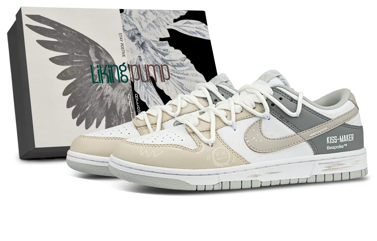 Nike Synthetic Leather Abrasion Resistant Low top [Custom Sneakers]Nike Dunk Kiss Maker Light Trace Box Unisex