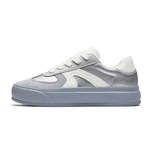 Anta Life Collection Slip Resistant Abrasion Resistant Low top Skateboard Shoes Women's Silver White Gray